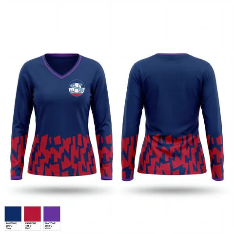 Womens Long Sleeve Vneck Shirt, Showtime, Softball, Teamtime, Team time, sublimation, custom sports apparel, team uniforms, spirit wear, spiritwear, sports uniforms, custom shirts, team store, custom team store, fundraiser sports, apparel fundraiser