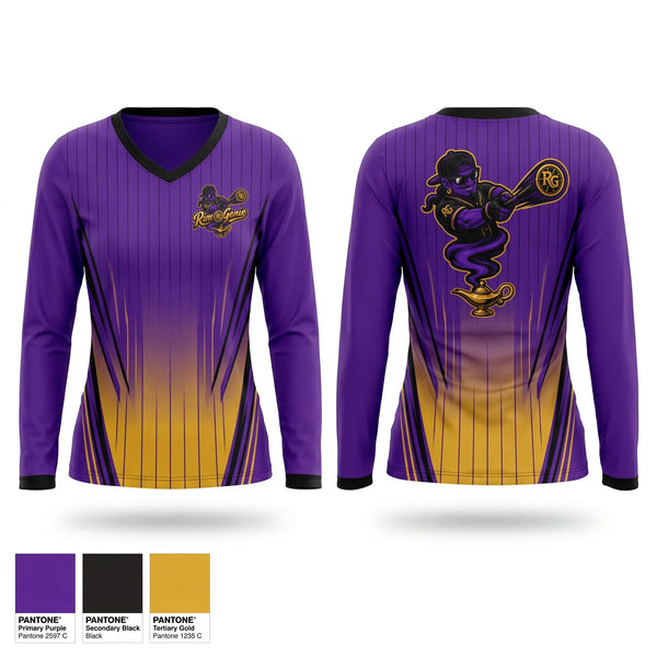 Womens Long Sleeve Vneck Shirt, Rim Genie, Softball, Teamtime, Team time, sublimation, custom sports apparel, team uniforms, spirit wear, spiritwear, sports uniforms, custom shirts, team store, custom team store, fundraiser sports, apparel fundraiser
