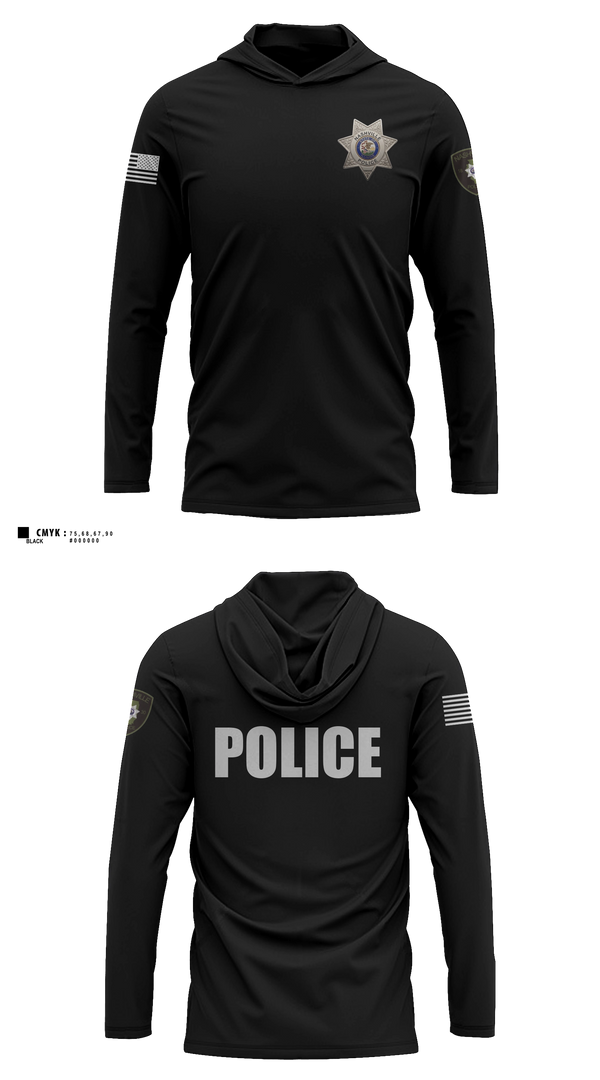 Long Sleeve hooded sunshirt, Nashville Police Department, IL, Police, Teamtime, Team time, sublimation, custom sports apparel, team uniforms, spirit wear, spiritwear, sports uniforms, custom shirts, team store, custom team store, fundraiser sports, apparel fundraiser