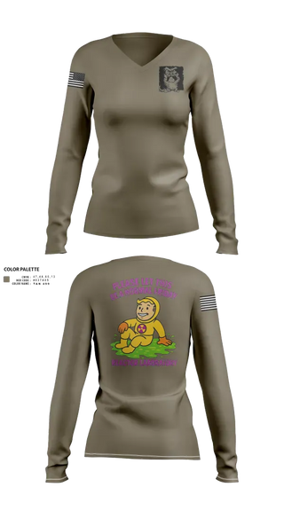 Womens Long Sleeve Vneck Shirt, USS Jefferson City SSN-759 Reactor Labratory, Navy, Teamtime, Team time, sublimation, custom sports apparel, team uniforms, spirit wear, spiritwear, sports uniforms, custom shirts, team store, custom team store, fundraiser sports, apparel fundraiser