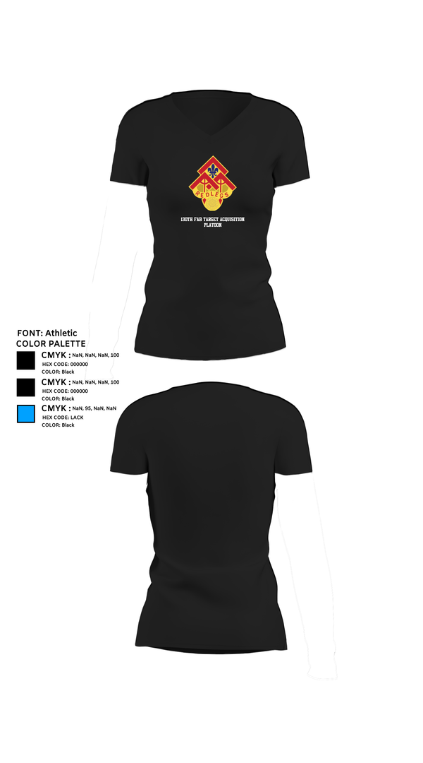 Womens Short Sleeve Vneck Shirt, 130th FAB Target Acquisition Platoon, , Teamtime, Team time, sublimation, custom sports apparel, team uniforms, spirit wear, spiritwear, sports uniforms, custom shirts, team store, custom team store, fundraiser sports, apparel fundraiser