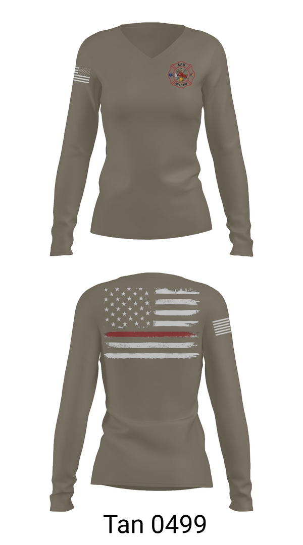 Womens Long Sleeve Vneck Shirt, Amarillo Fire Department, Fire Department, Teamtime, Team time, sublimation, custom sports apparel, team uniforms, spirit wear, spiritwear, sports uniforms, custom shirts, team store, custom team store, fundraiser sports, apparel fundraiser