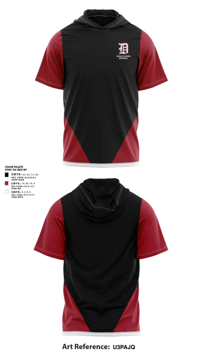 DeKalb Barons Baseball 24379984 Short Sleeve Performance Shirt with hood - 1
