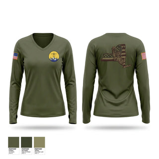 Womens Long Sleeve Vneck Shirt, New York Recruiting and Retention, Air Force, Teamtime, Team time, sublimation, custom sports apparel, team uniforms, spirit wear, spiritwear, sports uniforms, custom shirts, team store, custom team store, fundraiser sports, apparel fundraiser