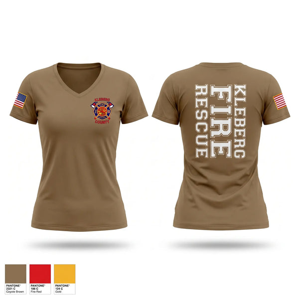 Womens Short Sleeve Vneck Shirt, Kleberg County Fire & Rescue, Fire Department, Teamtime, Team time, sublimation, custom sports apparel, team uniforms, spirit wear, spiritwear, sports uniforms, custom shirts, team store, custom team store, fundraiser sports, apparel fundraiser