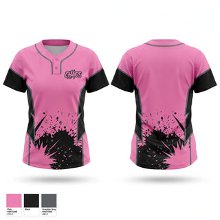 Two Button Softball Jersey, Chaos, Softball, Teamtime, Team time, sublimation, custom sports apparel, team uniforms, spirit wear, spiritwear, sports uniforms, custom shirts, team store, custom team store, fundraiser sports, apparel fundraiser