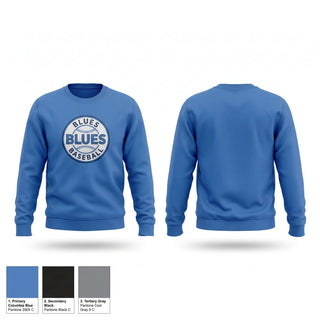 Crew Neck Sweatshirt, Blues, Baseball, Teamtime, Team time, sublimation, custom sports apparel, team uniforms, spirit wear, spiritwear, sports uniforms, custom shirts, team store, custom team store, fundraiser sports, apparel fundraiser