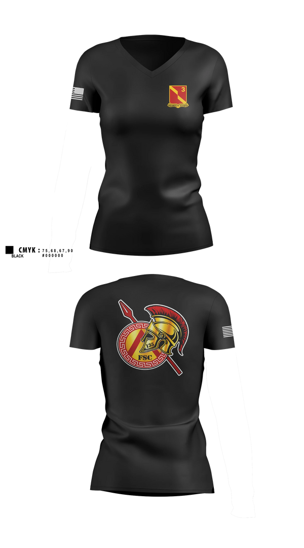 Womens Short Sleeve Vneck Shirt, 135th FSC, Army, Teamtime, Team time, sublimation, custom sports apparel, team uniforms, spirit wear, spiritwear, sports uniforms, custom shirts, team store, custom team store, fundraiser sports, apparel fundraiser