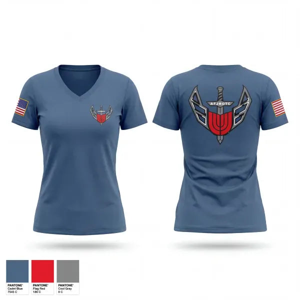 Womens Short Sleeve Vneck Shirt, Union AFJROTC, Air Force, Teamtime, Team time, sublimation, custom sports apparel, team uniforms, spirit wear, spiritwear, sports uniforms, custom shirts, team store, custom team store, fundraiser sports, apparel fundraiser
