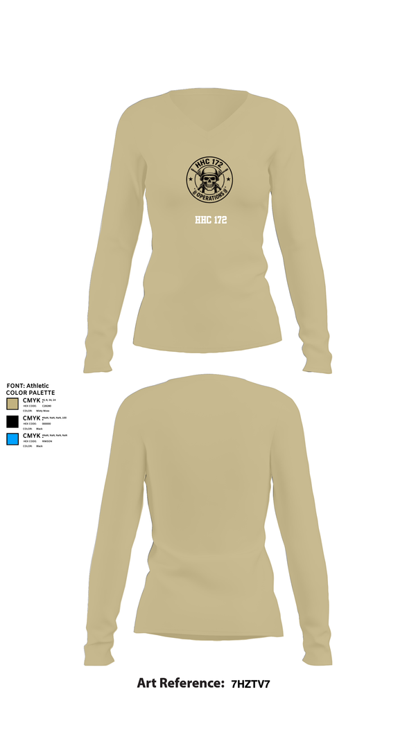 Womens Long Sleeve Vneck Shirt, HHC 172, Army, Teamtime, Team time, sublimation, custom sports apparel, team uniforms, spirit wear, spiritwear, sports uniforms, custom shirts, team store, custom team store, fundraiser sports, apparel fundraiser