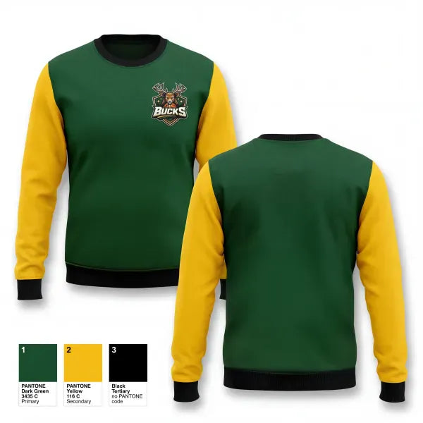 Crew Neck Sweatshirt, Bucks, Men's Basketball, Teamtime, Team time, sublimation, custom sports apparel, team uniforms, spirit wear, spiritwear, sports uniforms, custom shirts, team store, custom team store, fundraiser sports, apparel fundraiser