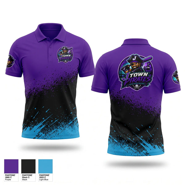 Short Sleeve Performance Polo, J-Town Pirates, Baseball, Teamtime, Team time, sublimation, custom sports apparel, team uniforms, spirit wear, spiritwear, sports uniforms, custom shirts, team store, custom team store, fundraiser sports, apparel fundraiser