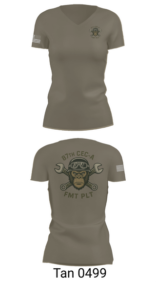 Womens Short Sleeve Vneck Shirt, 87th CEC-A FMT PLT, , Teamtime, Team time, sublimation, custom sports apparel, team uniforms, spirit wear, spiritwear, sports uniforms, custom shirts, team store, custom team store, fundraiser sports, apparel fundraiser
