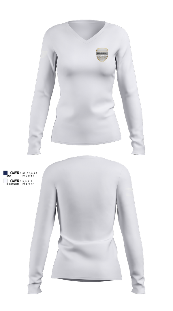 Womens Long Sleeve Vneck Shirt, , Police, Teamtime, Team time, sublimation, custom sports apparel, team uniforms, spirit wear, spiritwear, sports uniforms, custom shirts, team store, custom team store, fundraiser sports, apparel fundraiser