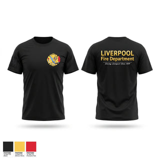 Old School Cotton Feel Shirt, LIVERPOOL, Fire Department, Teamtime, Team time, sublimation, custom sports apparel, team uniforms, spirit wear, spiritwear, sports uniforms, custom shirts, team store, custom team store, fundraiser sports, apparel fundraiser