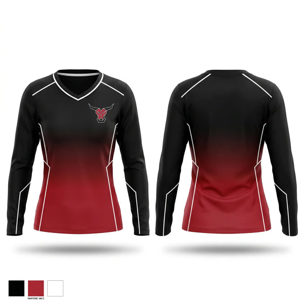 Womens Long Sleeve Vneck Shirt, Spanish Fort Toros, , Teamtime, Team time, sublimation, custom sports apparel, team uniforms, spirit wear, spiritwear, sports uniforms, custom shirts, team store, custom team store, fundraiser sports, apparel fundraiser