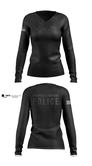 Womens Long Sleeve Vneck Shirt, Prairieville Township police, Police, Teamtime, Team time, sublimation, custom sports apparel, team uniforms, spirit wear, spiritwear, sports uniforms, custom shirts, team store, custom team store, fundraiser sports, apparel fundraiser