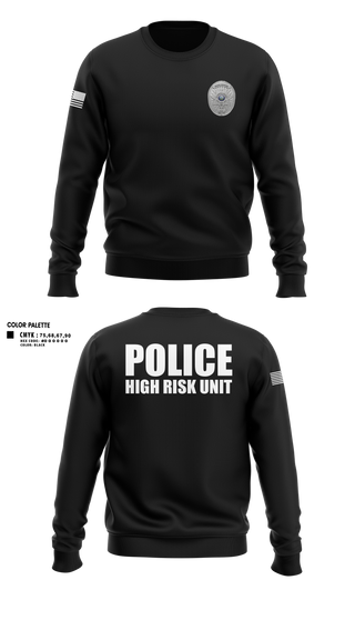Crew Neck Sweatshirt, Police High Risk Unit, Police, Teamtime, Team time, sublimation, custom sports apparel, team uniforms, spirit wear, spiritwear, sports uniforms, custom shirts, team store, custom team store, fundraiser sports, apparel fundraiser