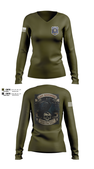 Womens Long Sleeve Vneck Shirt, Trumbull County Homicide Investigation and Prosecution Unit, , Teamtime, Team time, sublimation, custom sports apparel, team uniforms, spirit wear, spiritwear, sports uniforms, custom shirts, team store, custom team store, fundraiser sports, apparel fundraiser