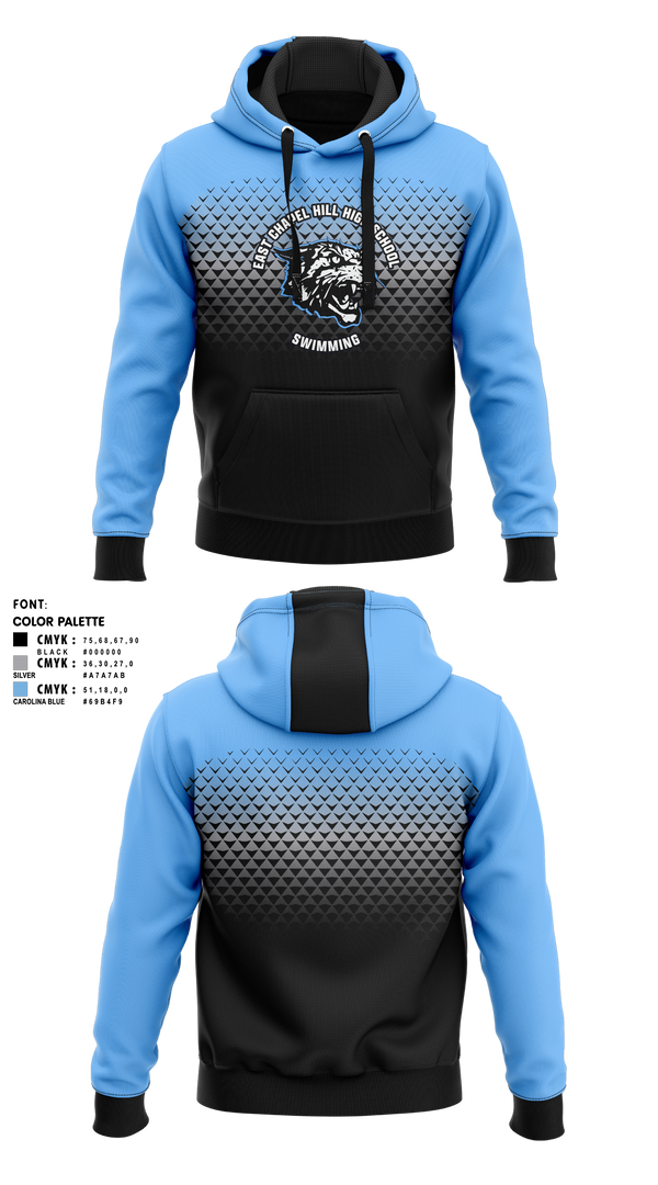 Hoodie, East Chapel Hill High School Swimming, Swimming, Teamtime, Team time, sublimation, custom sports apparel, team uniforms, spirit wear, spiritwear, sports uniforms, custom shirts, team store, custom team store, fundraiser sports, apparel fundraiser