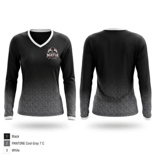 Womens Long Sleeve Vneck Shirt, Mid South Mafia, Baseball, Teamtime, Team time, sublimation, custom sports apparel, team uniforms, spirit wear, spiritwear, sports uniforms, custom shirts, team store, custom team store, fundraiser sports, apparel fundraiser