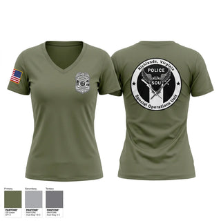 Womens Short Sleeve Vneck Shirt, Richlands Police Department SOU Team, Police, Teamtime, Team time, sublimation, custom sports apparel, team uniforms, spirit wear, spiritwear, sports uniforms, custom shirts, team store, custom team store, fundraiser sports, apparel fundraiser