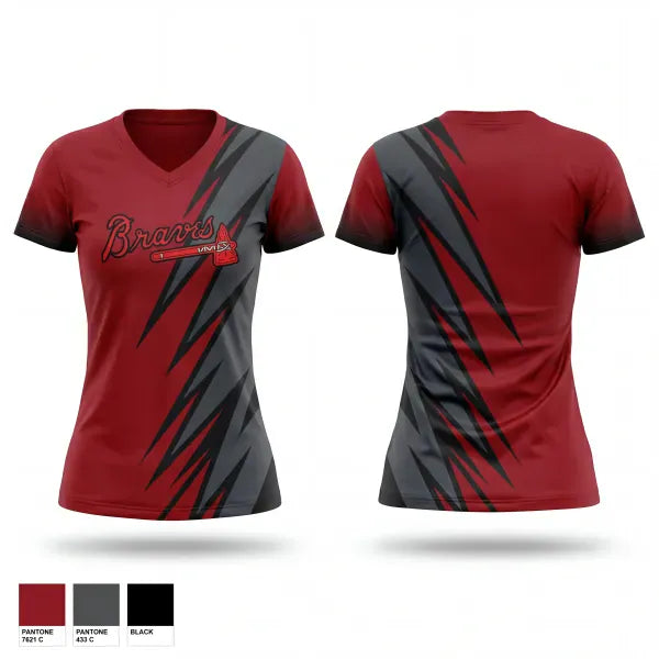 Womens Short Sleeve Vneck Shirt, Boro BravesBoro braves, Baseball, Teamtime, Team time, sublimation, custom sports apparel, team uniforms, spirit wear, spiritwear, sports uniforms, custom shirts, team store, custom team store, fundraiser sports, apparel fundraiser