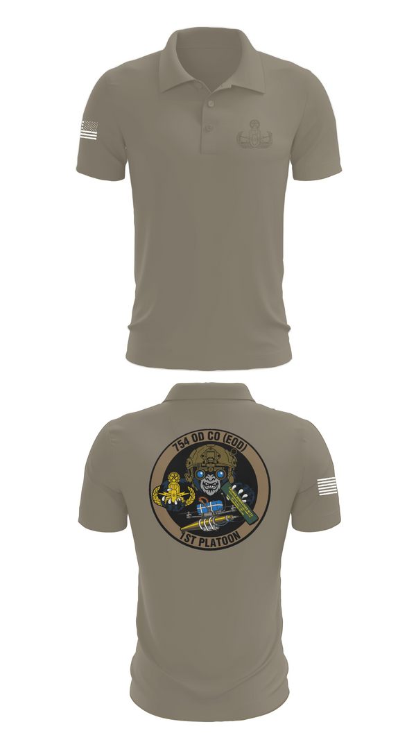 Short Sleeve Performance Polo, 1PLT 754th OD CO (EOD), Army, Teamtime, Team time, sublimation, custom sports apparel, team uniforms, spirit wear, spiritwear, sports uniforms, custom shirts, team store, custom team store, fundraiser sports, apparel fundraiser