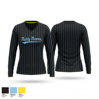 Womens Long Sleeve Vneck Shirt, Thirty Threes, Softball, Teamtime, Team time, sublimation, custom sports apparel, team uniforms, spirit wear, spiritwear, sports uniforms, custom shirts, team store, custom team store, fundraiser sports, apparel fundraiser