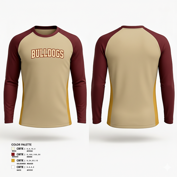 Long Sleeve Performance Shirt, Bulldogs, Men's Basketball, Teamtime, Team time, sublimation, custom sports apparel, team uniforms, spirit wear, spiritwear, sports uniforms, custom shirts, team store, custom team store, fundraiser sports, apparel fundraiser