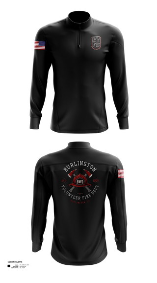 Quarter Zip Jacket, Burlington Volunteer Fire Department (BVFD), Fire Department, Teamtime, Team time, sublimation, custom sports apparel, team uniforms, spirit wear, spiritwear, sports uniforms, custom shirts, team store, custom team store, fundraiser sports, apparel fundraiser