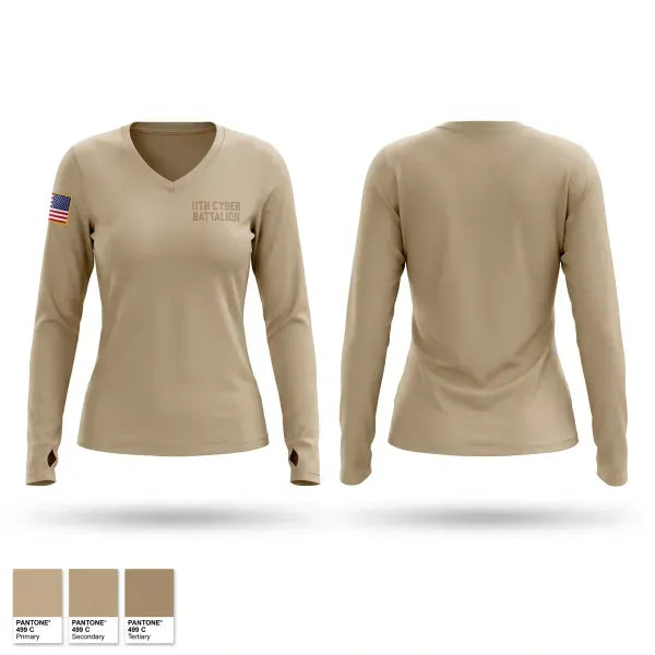Womens Long Sleeve Vneck Shirt, 11th Cyber Battalion, Army, Teamtime, Team time, sublimation, custom sports apparel, team uniforms, spirit wear, spiritwear, sports uniforms, custom shirts, team store, custom team store, fundraiser sports, apparel fundraiser