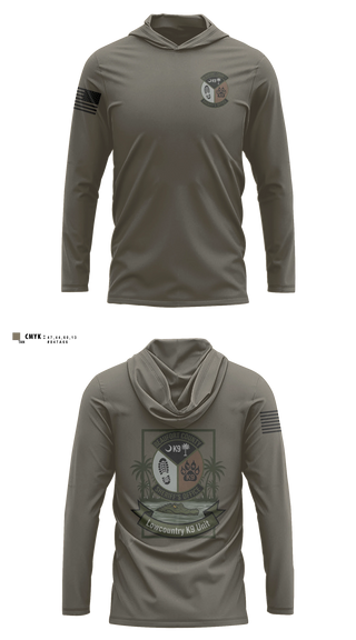 Long Sleeve Performance Shirt with hood, Lowcountry K-9 Unit, Police, Teamtime, Team time, sublimation, custom sports apparel, team uniforms, spirit wear, spiritwear, sports uniforms, custom shirts, team store, custom team store, fundraiser sports, apparel fundraiser