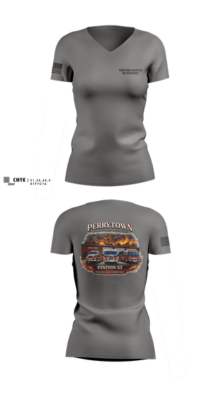 Womens Short Sleeve Vneck Shirt, Perrytown Volunteer Fire Department, Fire Department, Teamtime, Team time, sublimation, custom sports apparel, team uniforms, spirit wear, spiritwear, sports uniforms, custom shirts, team store, custom team store, fundraiser sports, apparel fundraiser