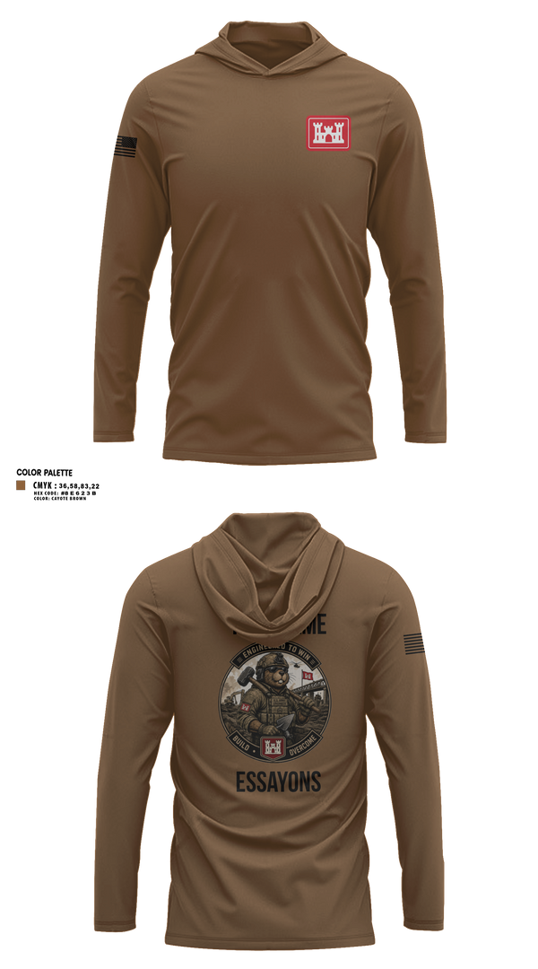 Long Sleeve Performance Shirt with hood, 279 EN DET, Army, Teamtime, Team time, sublimation, custom sports apparel, team uniforms, spirit wear, spiritwear, sports uniforms, custom shirts, team store, custom team store, fundraiser sports, apparel fundraiser