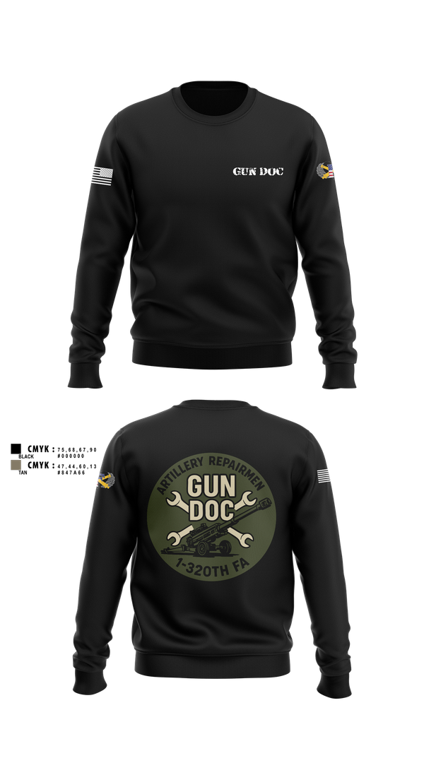 Crew Neck Sweatshirt, ARMT 1-320th Field Artillery, Army, Teamtime, Team time, sublimation, custom sports apparel, team uniforms, spirit wear, spiritwear, sports uniforms, custom shirts, team store, custom team store, fundraiser sports, apparel fundraiser