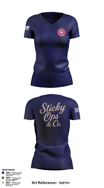 STICKY OPS & CO. 65988086 Women's Short Sleeve V-neck Shirt - 1