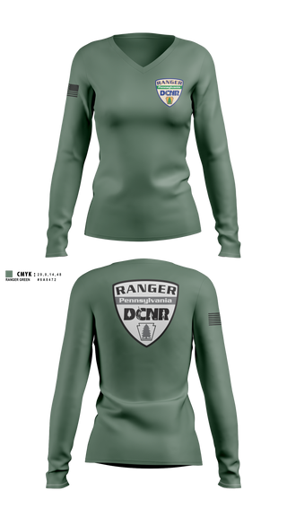 Womens Long Sleeve Vneck Shirt, DCNR Rangers, Police, Teamtime, Team time, sublimation, custom sports apparel, team uniforms, spirit wear, spiritwear, sports uniforms, custom shirts, team store, custom team store, fundraiser sports, apparel fundraiser