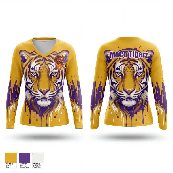 Womens Long Sleeve Vneck Shirt, MoCo, Men's Basketball, Teamtime, Team time, sublimation, custom sports apparel, team uniforms, spirit wear, spiritwear, sports uniforms, custom shirts, team store, custom team store, fundraiser sports, apparel fundraiser