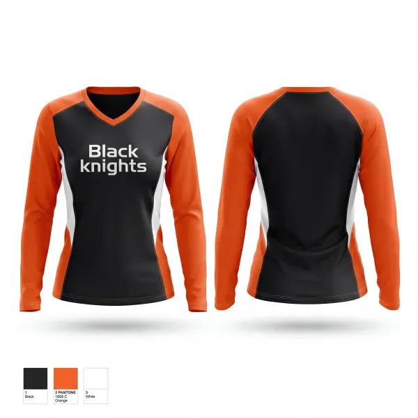 Womens Long Sleeve Vneck Shirt, Black knights, Spirit Store, Teamtime, Team time, sublimation, custom sports apparel, team uniforms, spirit wear, spiritwear, sports uniforms, custom shirts, team store, custom team store, fundraiser sports, apparel fundraiser