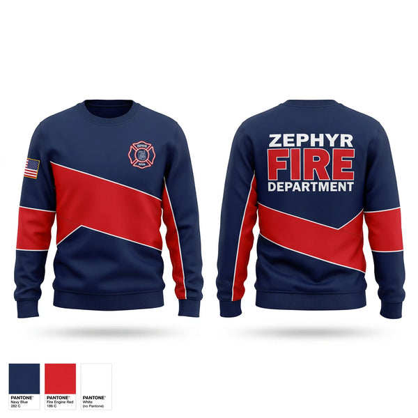 Crew Neck Sweatshirt, Zephyr Volunteer Fire Department, Fire Department, Teamtime, Team time, sublimation, custom sports apparel, team uniforms, spirit wear, spiritwear, sports uniforms, custom shirts, team store, custom team store, fundraiser sports, apparel fundraiser