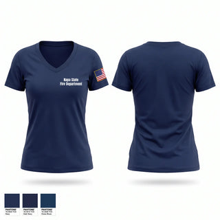 Womens Short Sleeve Vneck Shirt, Napa State Fire Department, Fire Department, Teamtime, Team time, sublimation, custom sports apparel, team uniforms, spirit wear, spiritwear, sports uniforms, custom shirts, team store, custom team store, fundraiser sports, apparel fundraiser