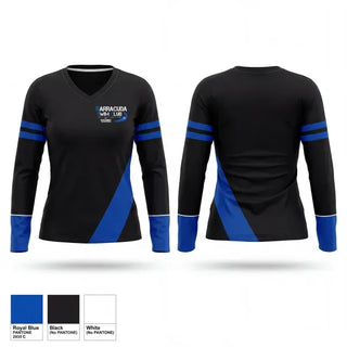 Womens Long Sleeve Vneck Shirt, Barracuda Swim Club, Swimming, Teamtime, Team time, sublimation, custom sports apparel, team uniforms, spirit wear, spiritwear, sports uniforms, custom shirts, team store, custom team store, fundraiser sports, apparel fundraiser