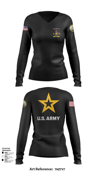Womens Long Sleeve Vneck Shirt, University of Toledo Army Marksmanship Unit, Army, Teamtime, Team time, sublimation, custom sports apparel, team uniforms, spirit wear, spiritwear, sports uniforms, custom shirts, team store, custom team store, fundraiser sports, apparel fundraiser
