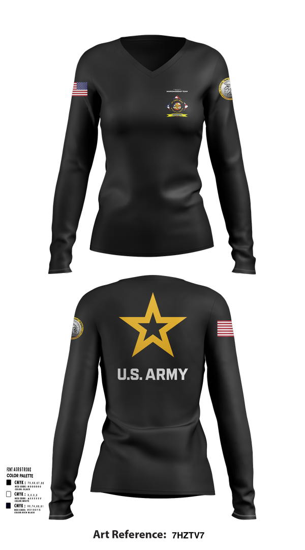 Womens Long Sleeve Vneck Shirt, University of Toledo Army Marksmanship Unit, Army, Teamtime, Team time, sublimation, custom sports apparel, team uniforms, spirit wear, spiritwear, sports uniforms, custom shirts, team store, custom team store, fundraiser sports, apparel fundraiser
