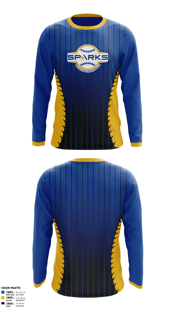Long Sleeve Performance Shirt, Santa Clara PAL Sparks, Softball, Teamtime, Team time, sublimation, custom sports apparel, team uniforms, spirit wear, spiritwear, sports uniforms, custom shirts, team store, custom team store, fundraiser sports, apparel fundraiser