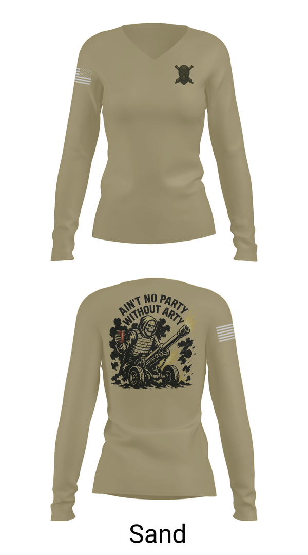 Womens Long Sleeve Vneck Shirt, 2/11 Hotel battery, Marines, Teamtime, Team time, sublimation, custom sports apparel, team uniforms, spirit wear, spiritwear, sports uniforms, custom shirts, team store, custom team store, fundraiser sports, apparel fundraiser