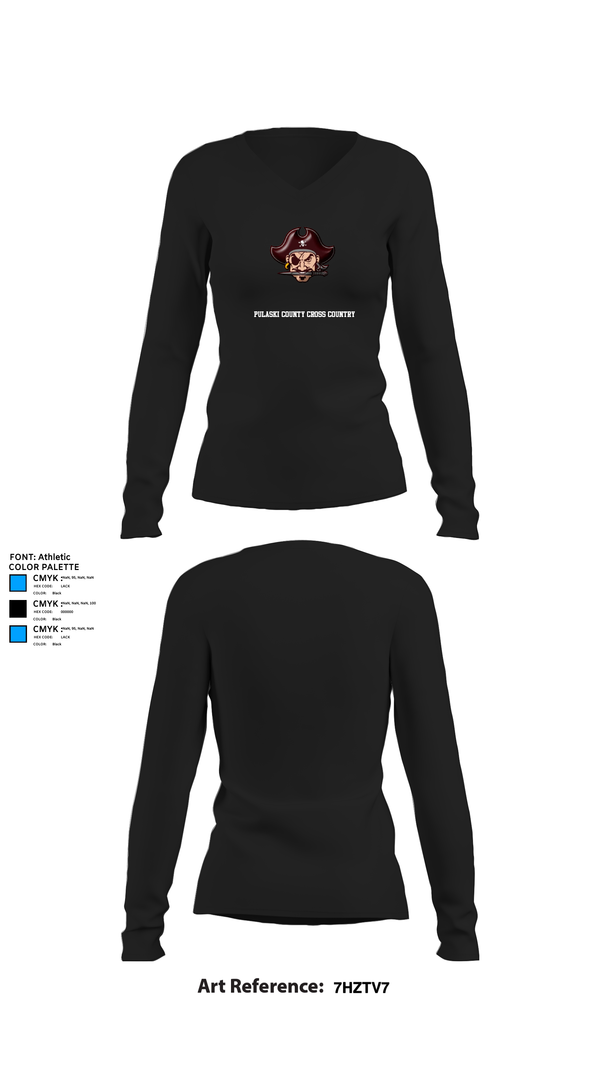 Womens Long Sleeve Vneck Shirt, Pulaski County Cross Country, Cross Country, Teamtime, Team time, sublimation, custom sports apparel, team uniforms, spirit wear, spiritwear, sports uniforms, custom shirts, team store, custom team store, fundraiser sports, apparel fundraiser