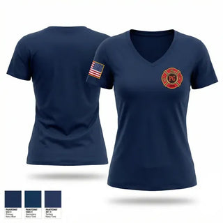 Womens Short Sleeve Vneck Shirt, Pleasant Grove VFD, Fire Department, Teamtime, Team time, sublimation, custom sports apparel, team uniforms, spirit wear, spiritwear, sports uniforms, custom shirts, team store, custom team store, fundraiser sports, apparel fundraiser