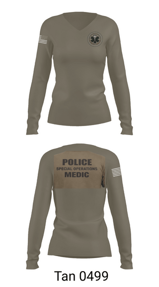 Womens Long Sleeve Vneck Shirt, Muscogee Nation Police Tactical Medical team, Police, Teamtime, Team time, sublimation, custom sports apparel, team uniforms, spirit wear, spiritwear, sports uniforms, custom shirts, team store, custom team store, fundraiser sports, apparel fundraiser